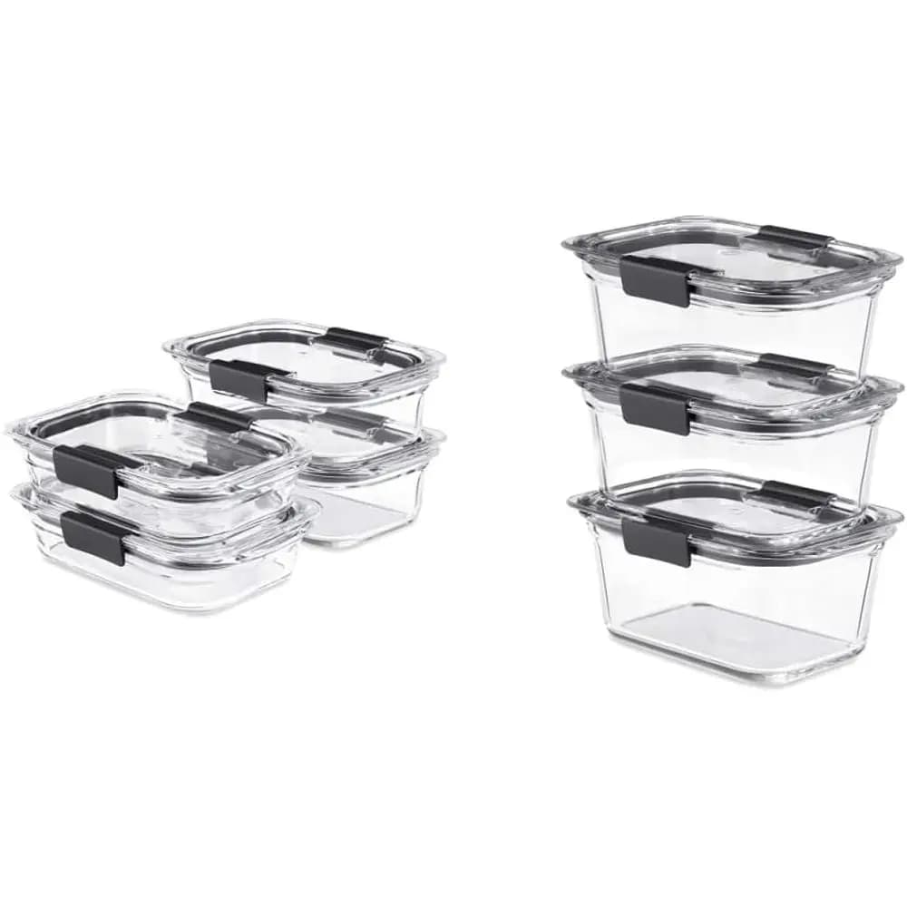 Set of Glass Containers for Food, 4 Pieces, and Set of 3 Containers 4,7 Cups with Covers (6 Pieces)