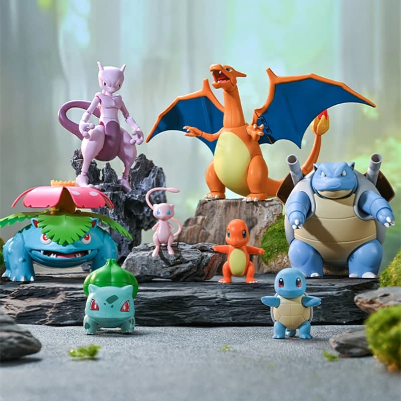 Pokemon Building Block Cartoon Anime Pikachu Charizard Mewtwo Meowth Greninja Lucario Figura Giocattolo Regalo di compleanno per bambini