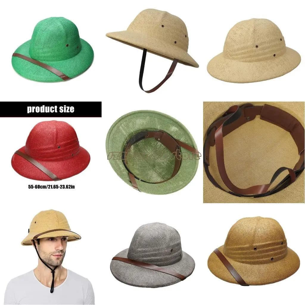 367C Pith Straw Hat Breathable Elegant PU Belt Woven Belt Hat Holiday Wear