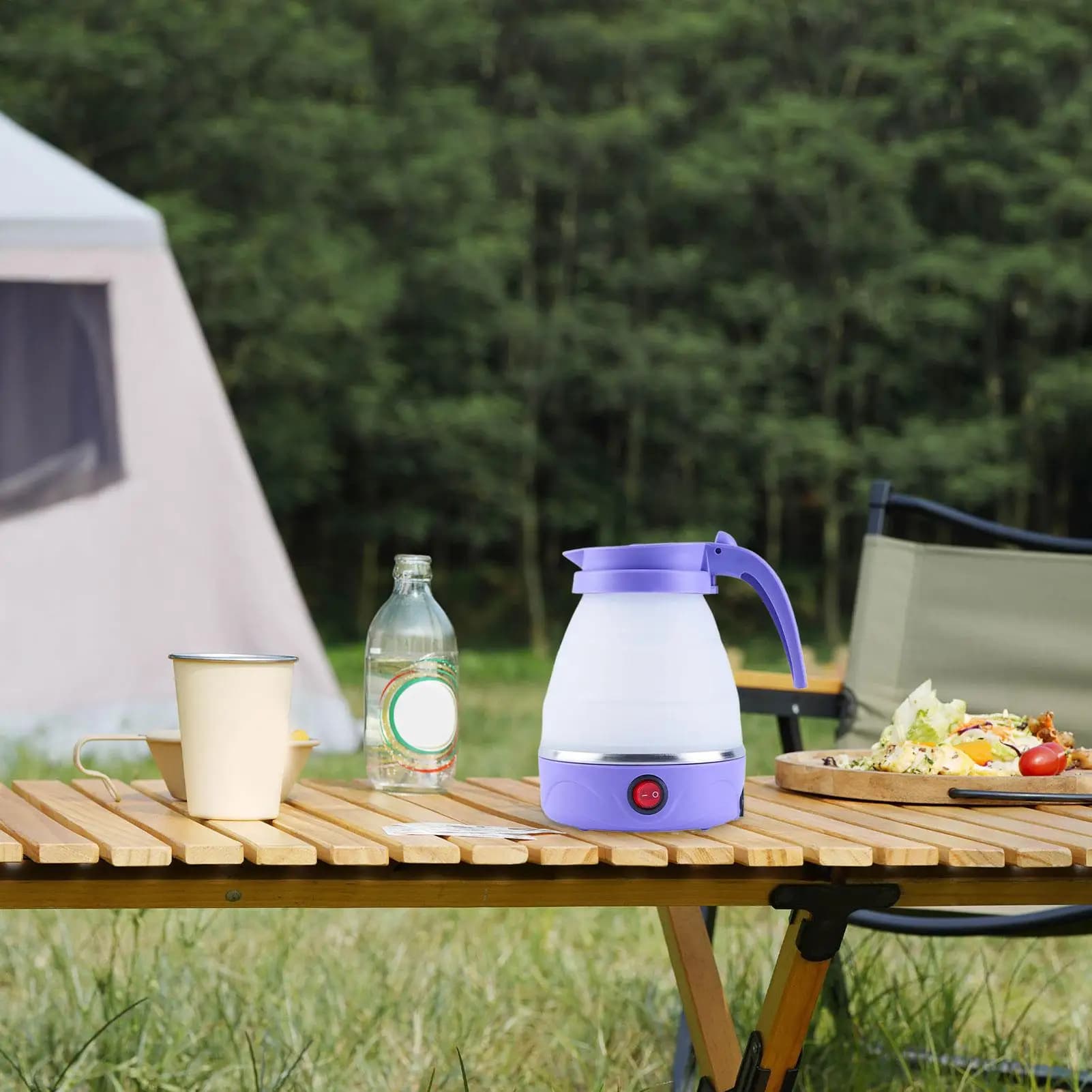 600 ml folding electric kettle, dormitory electric teapot, camping, travel, home, office, kitchen, dining room