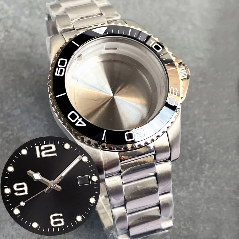 Cassa per orologio da uomo Conka in acciaio inossidabile da 41 mm adatta per NH35 NH36 Movt automatico in vetro zaffiro 32,4 mm quadrante nero blu accessori