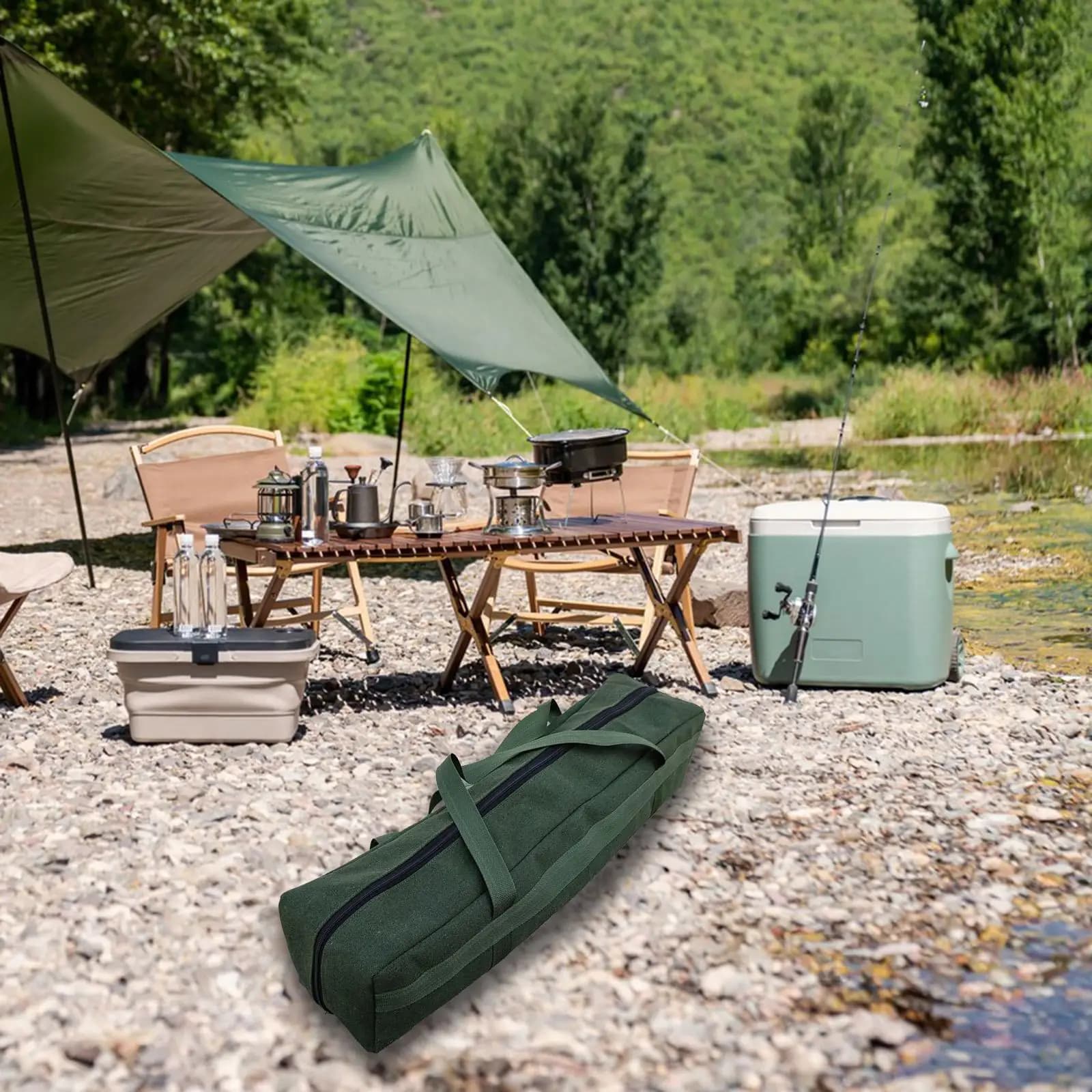 Foldable Frame Organizer Bag for Tent Poles, Camping Equipment Container, Trekking and Hiking