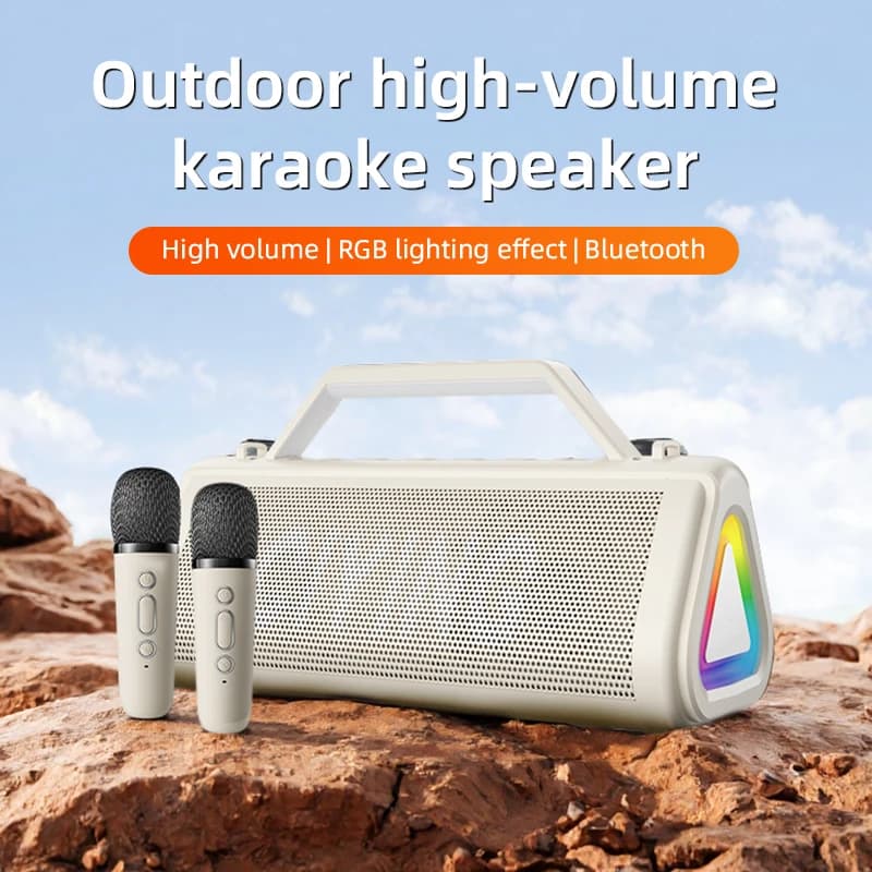 Macchina per karaoke da 60 W con 2 microfoni ricaricabili, altoparlante Bluetooth per bassi rumorosi wireless per adulti, supporto USB/TF/AUX