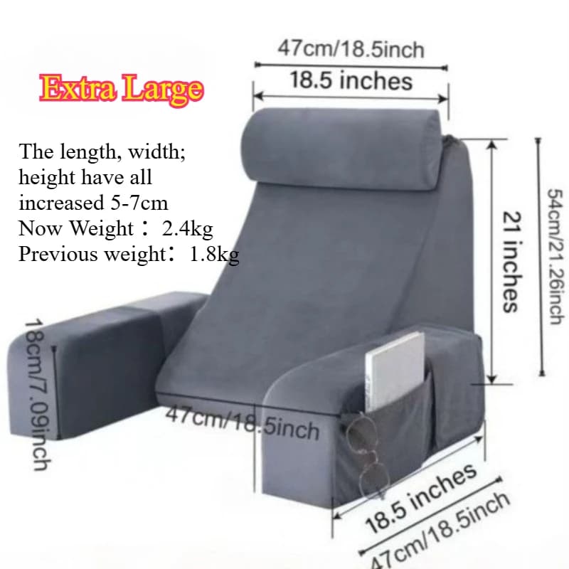 Set Cuscino da Lettura Migliorato con Braccioli per Adulti, Supporto Lombare per Letto, Divano e Pavimento, Cuscino per Leggere, Lavorare e Usare il Telefono