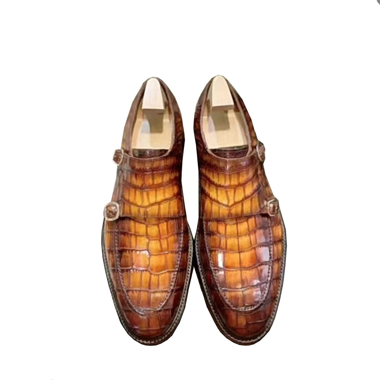 Nuove scarpe eleganti da uomo, scarpe in pelle di coccodrillo, scarpe da matrimonio, da ufficio, da lavoro, per il tempo libero, colore giallo marrone.