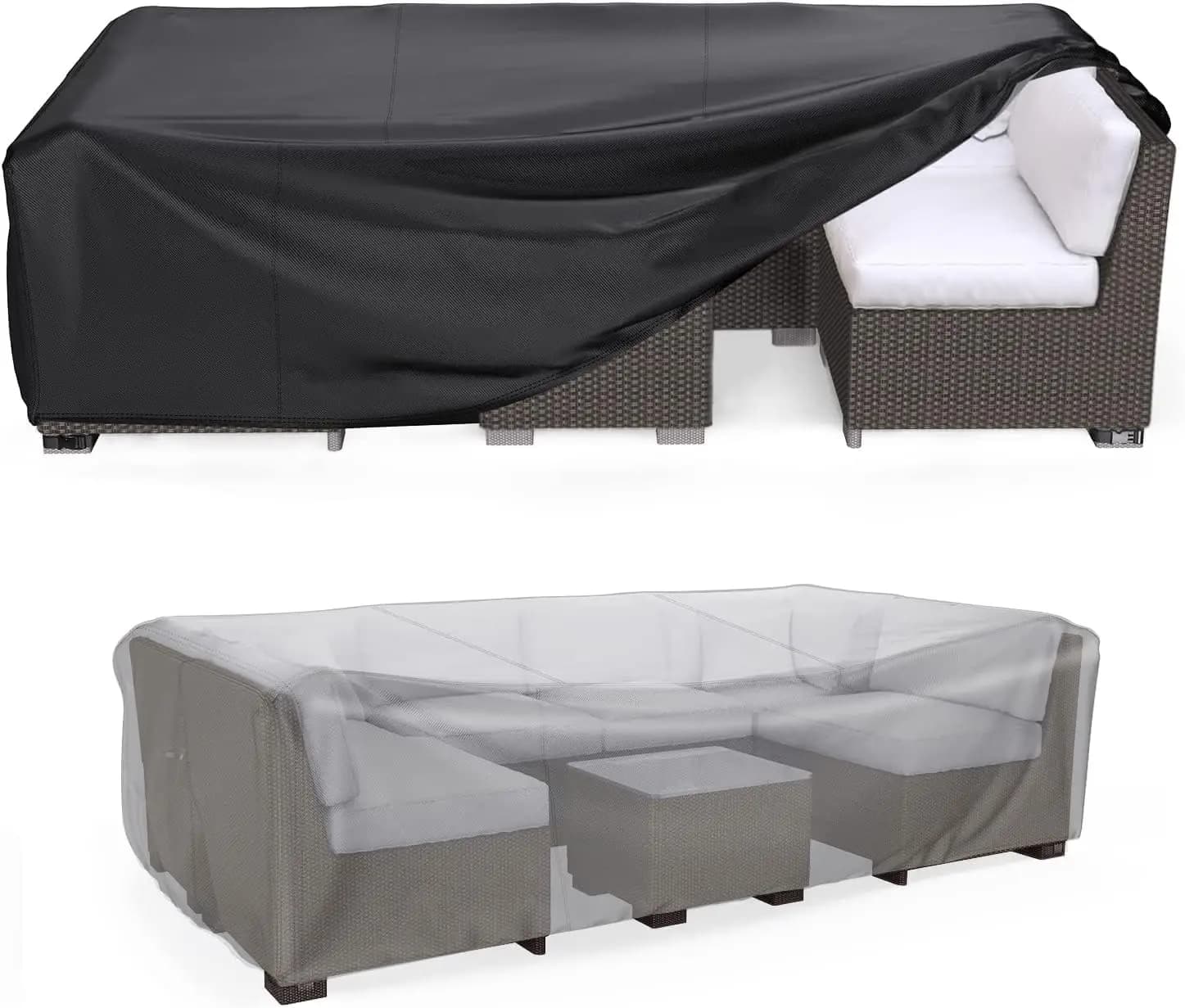Patio Furniture Set Cover Waterproof, Outdoor Sectional Sofa Set Cover Heavy Duty 600D Table and Chair Set Cover 98" L×