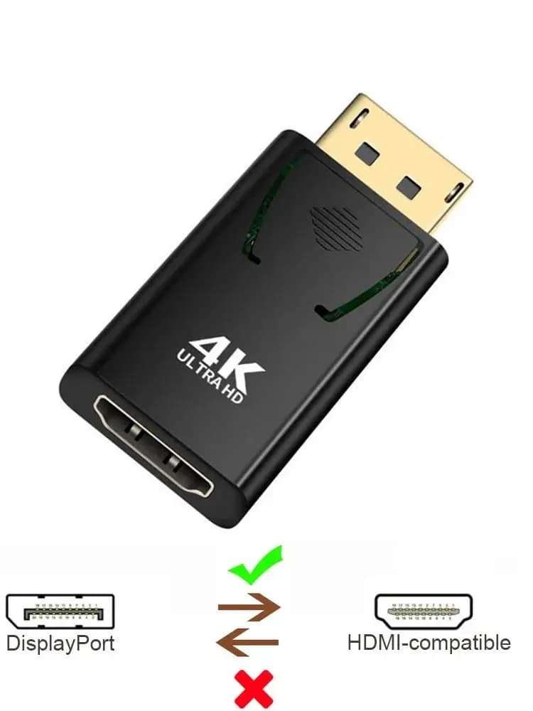 Adattatore DisplayPort a HDMI compatibile 4K/1080P per PC, TV, Laptop - Cavo video audio da DP maschio a HDMI femmina per TV HD