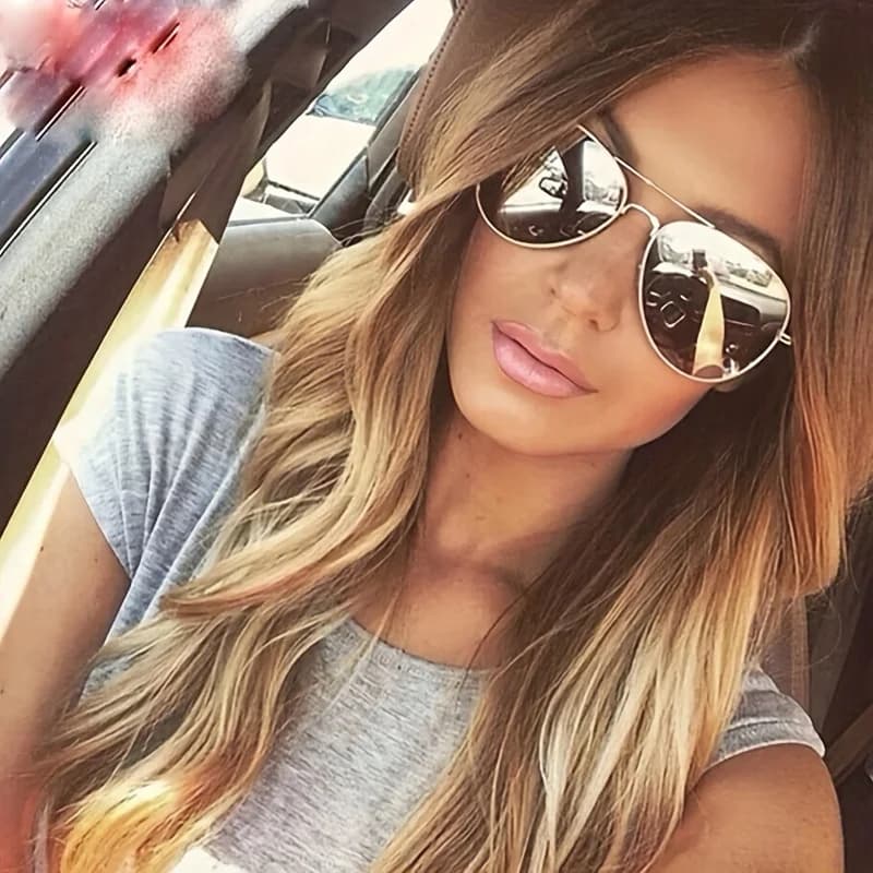 Trendy retro, colorful film sunglasses, metal frame versatile couple sunglasses