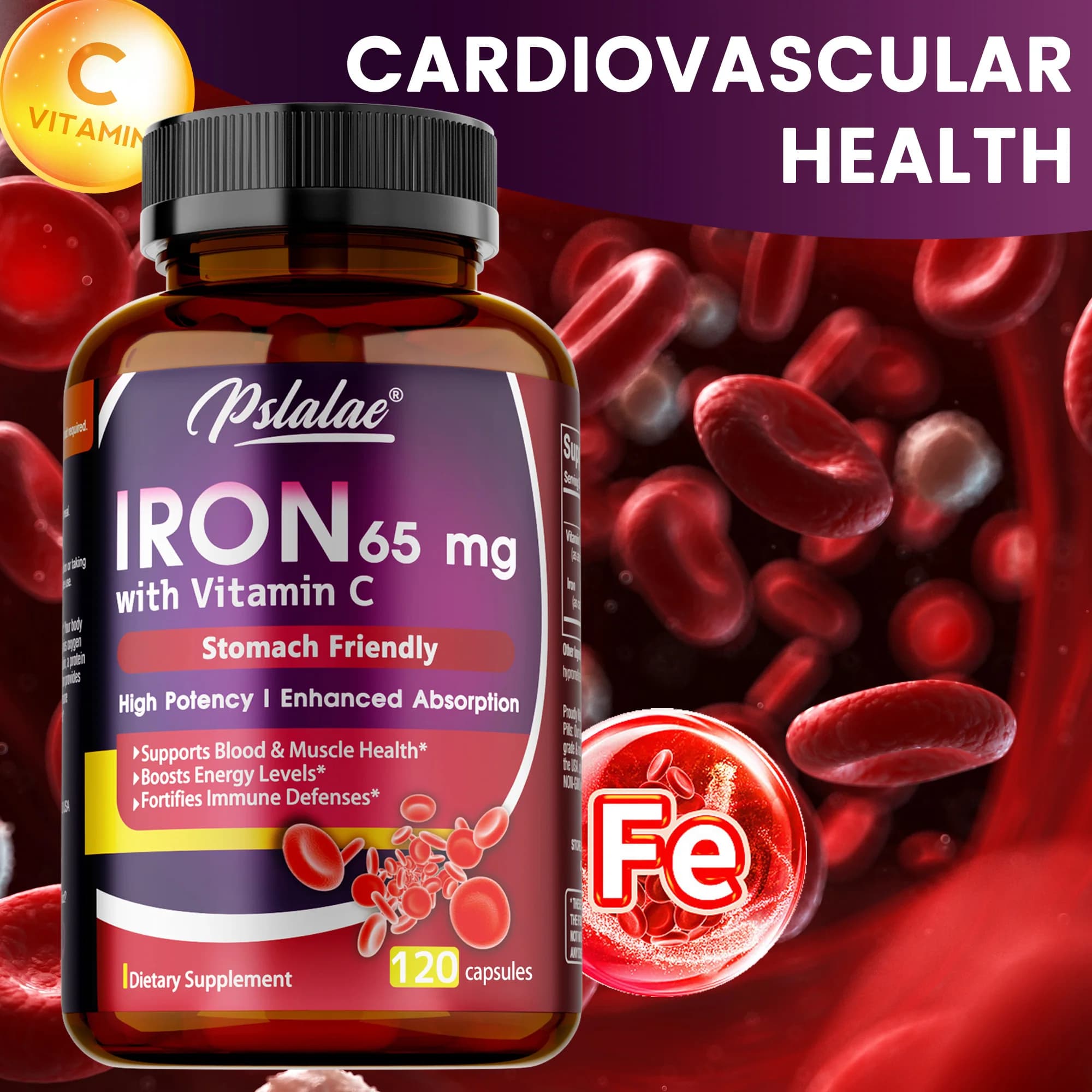 Iron supplement - Reduces anemia, combating fatigue, increases energy levels, helps maintain a healthy immune system and promotes brain health