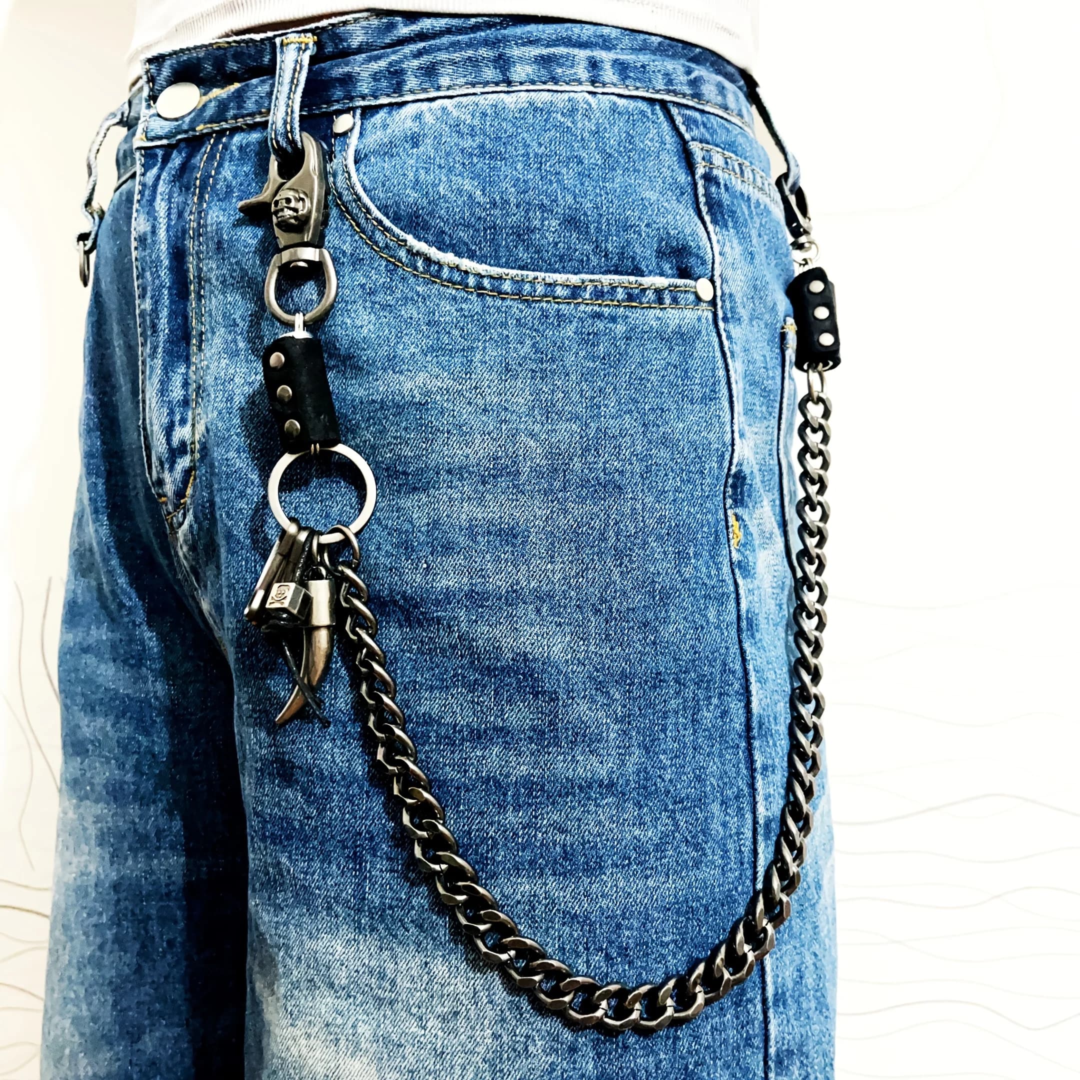 Men's Punk Gothic Style Wallet with Pants Chain Key Holder for Jeans And Trousers Fashionable Men's Accessory Gift
