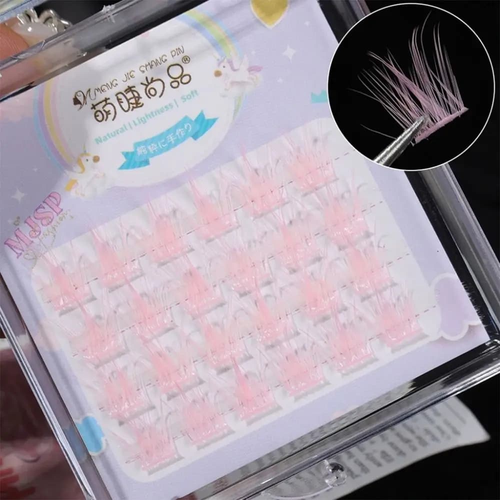 New 3D Colorful Segments Eyelashes in Natural Visoon, Soft and Moisturized Fins for Extension Eyelashes