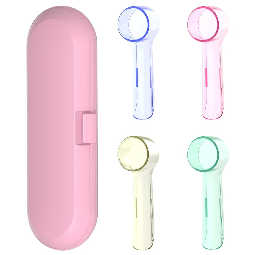 Reusable travel case for toothbrush and 4 heads, dust cover, compatible with Oral B Pro 1000 5000 750