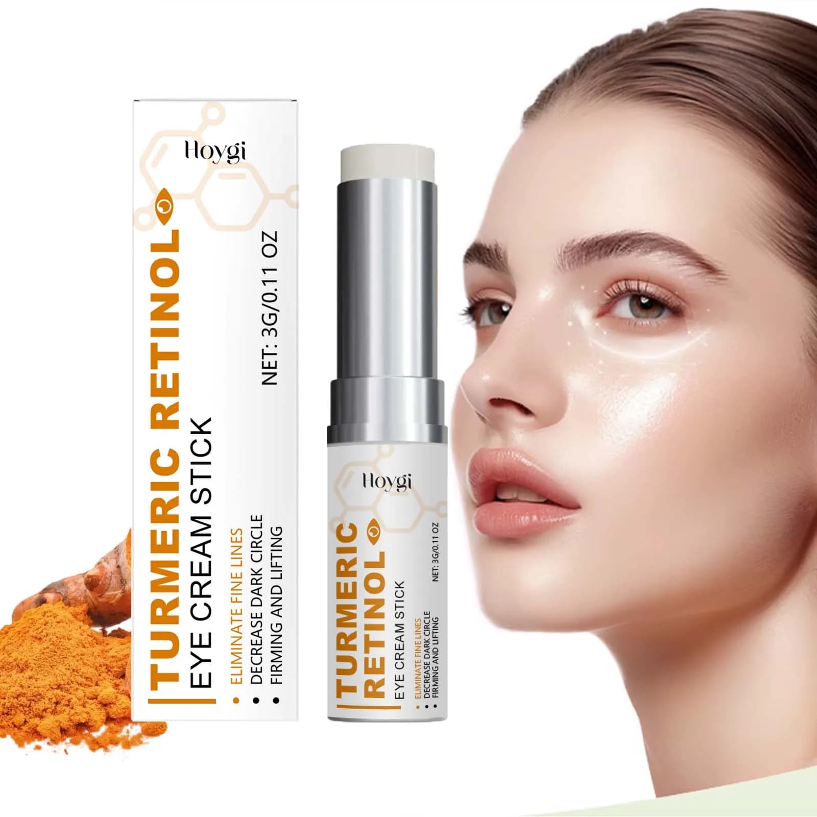 Curcuma Retinolo Crema per gli occhi Stick Anti Gonfiore Cerchio scuro Rimozione Borsa per gli occhi Stick Dissolvenza Linea sottile Illumina Idratante Cura della pelle