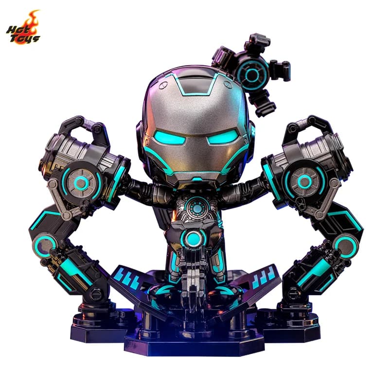 HotToys Iron Man 2 Neon Tech Version Iron Man Cosbaby Mini Statuetta da Collezione con Docking Station per Collezionisti di Film Marvel