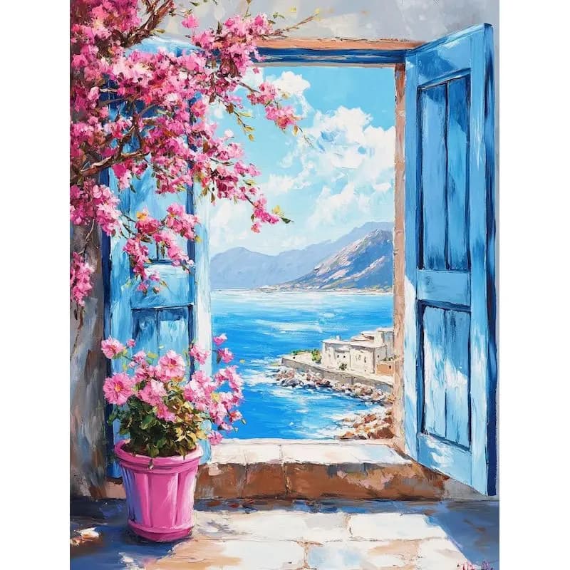 GATYZTORY Diy Painting By Numbers For Adults Window Fower Acrylic Drawing On Canvas Painting Kits For Home Decoration