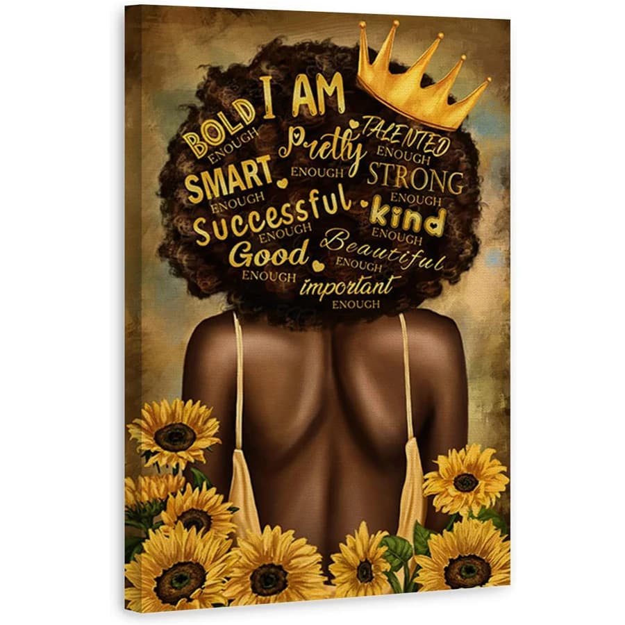Black Queen diamond painting kit Wall Art African American Yellow Sunflower Inspirational Black Art African American home decor