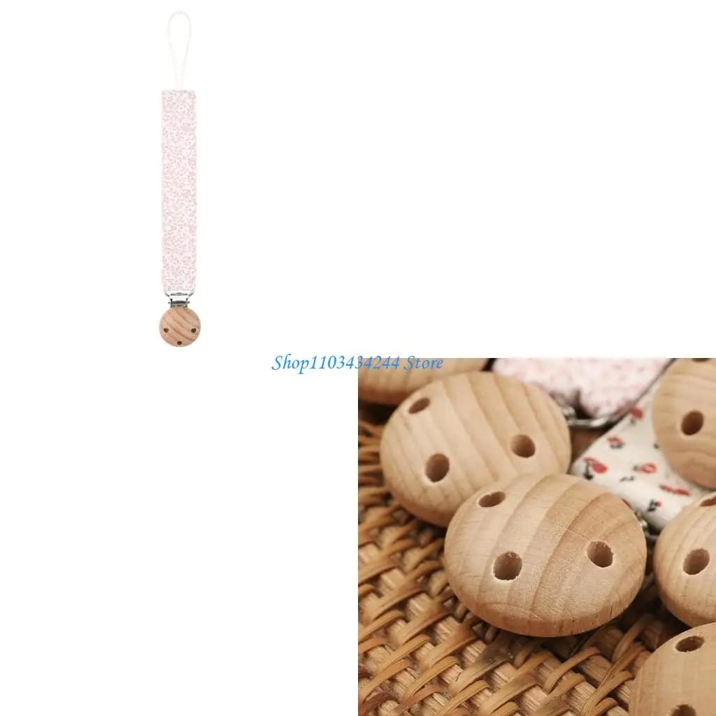 Catenella per ciuccio in legno con bella stampa fiori, clip per ciuccio per bambini, per dentizione