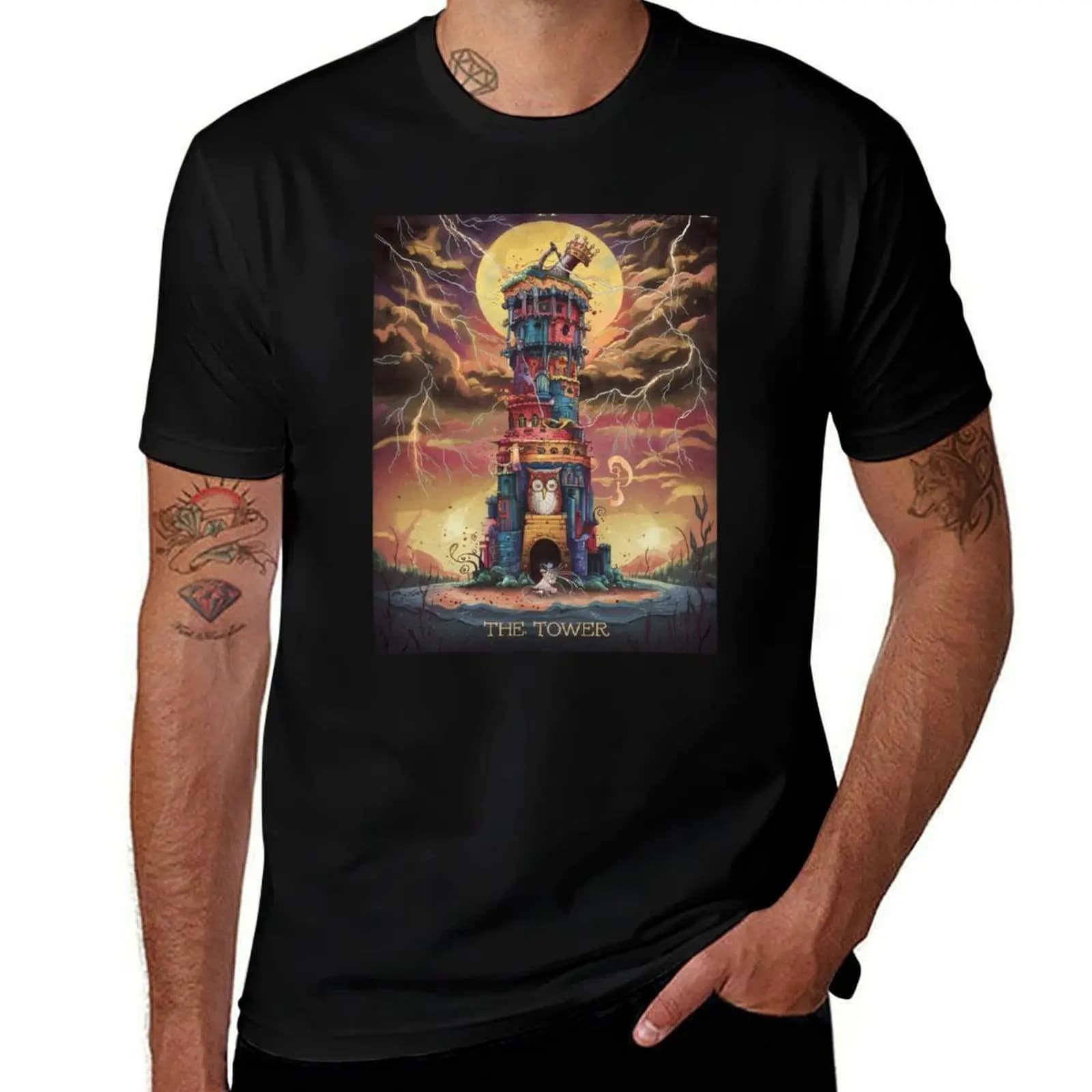 Tarot Card - The Tower T-Shirt Plus Size Summer Casual T-Shirt