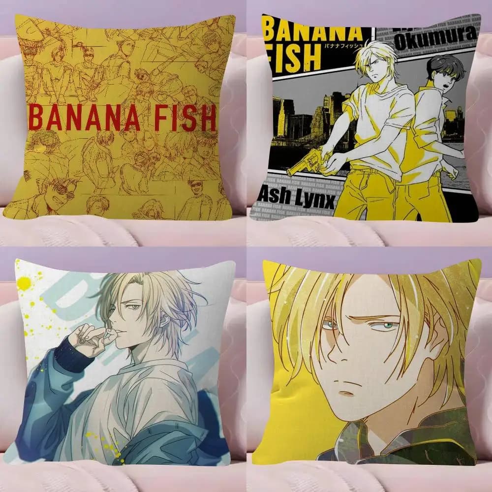 crime anime BANANA FISH Cushion Pillow Covers Cartoon Sofa Decorative Home Double-sided Printing Short Plush Cute Cushion Cover