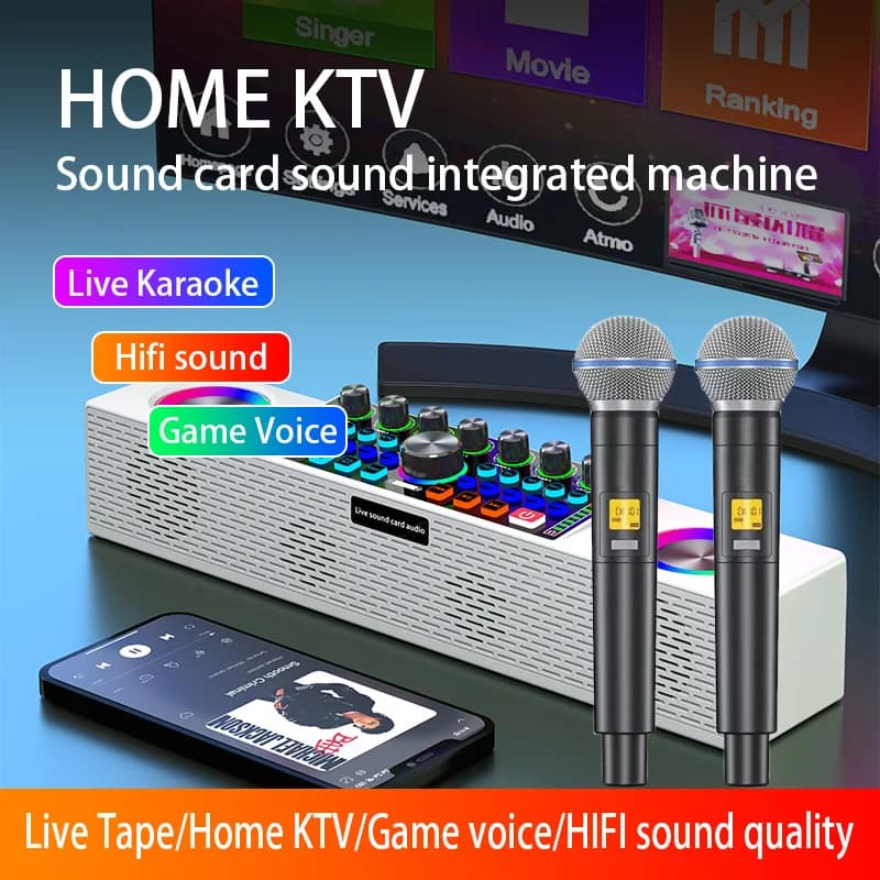 SY8 Altoparlante Bluetooth Festa all'aperto Trasmissione in diretta Scheda audio Altoparlante per macchina all-in-one Subwoofer stereo per karaoke domestico con microfono