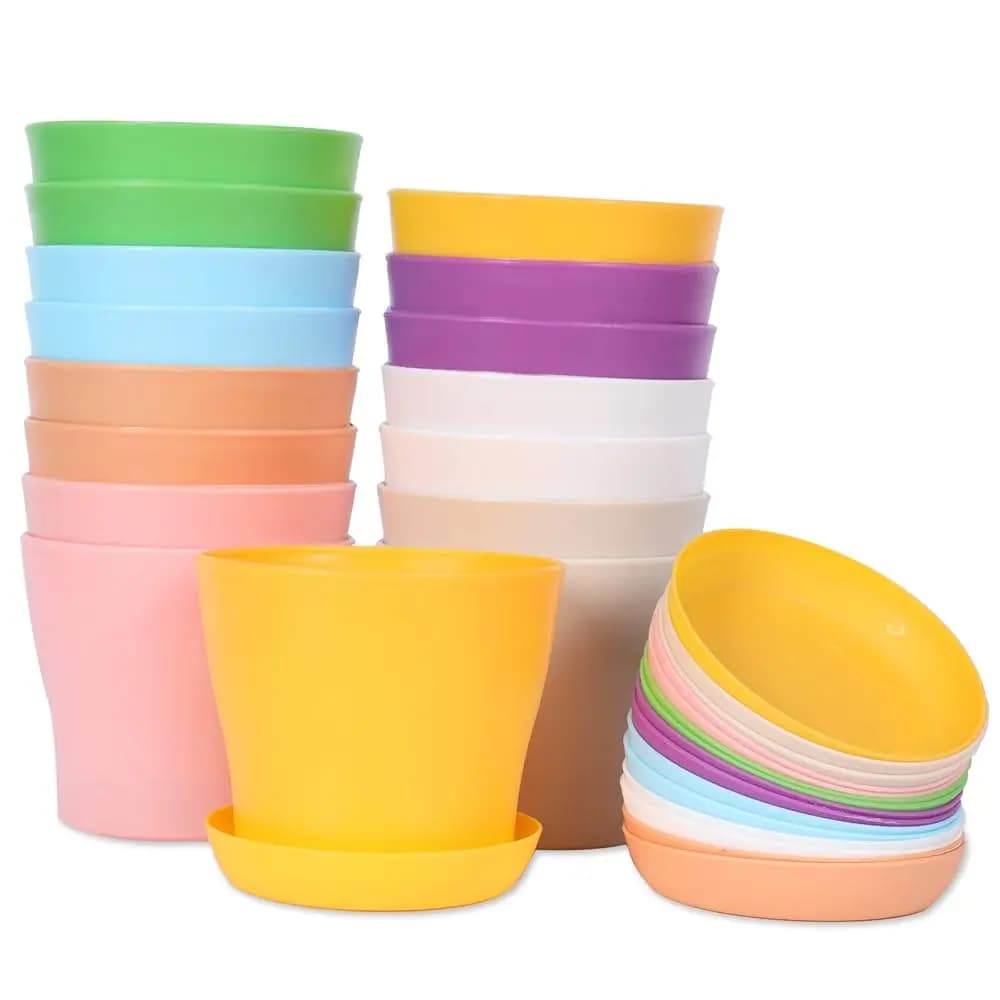 Confezione da 16 vasi in plastica da 4 pollici per piante, vasi ispessiti per semenzai, contenitori colorati per piante e vasi per la germinazione dei semi