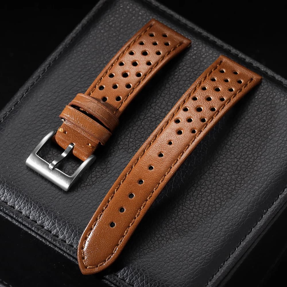 Vintage Leather Watch Band 18mm 20mm 22mm Handmade Stitching Cowhide Strap for Seiko Smartwatch Wristband Universal Breathable