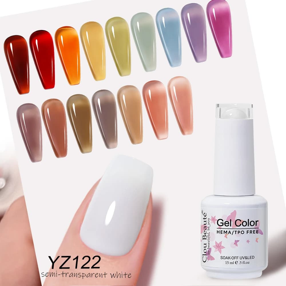 Clou Beaute 15ml Smalto gel trasparente ghiacciato Traslucido Nudo Rosso Bianco latte HEMA TPO Smalto gratuito Semi permanente UVLED Nail Art