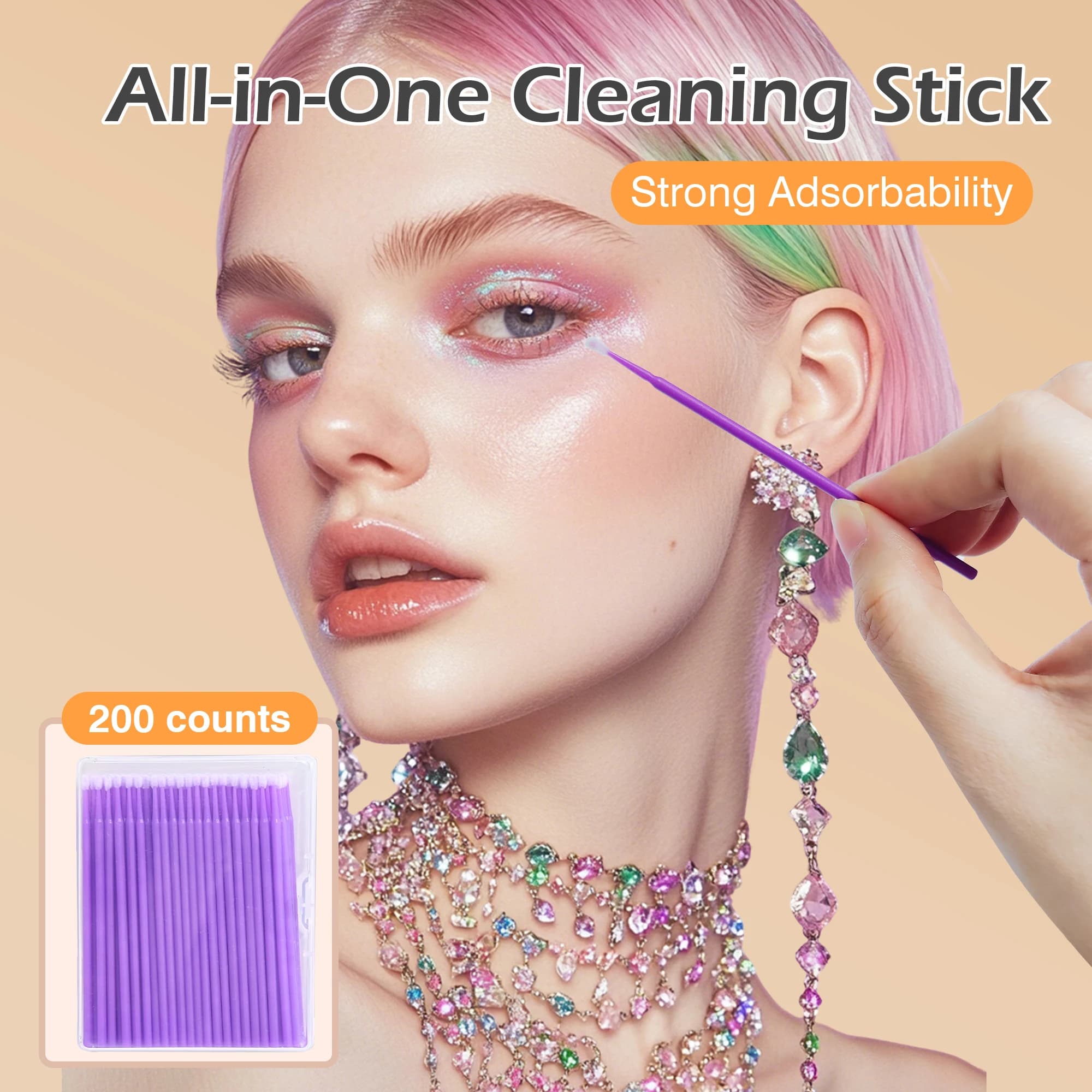 200 Pezzi Micro Spazzole per Extension Ciglia, Bacchette Monouso per Mascara, Micro Applicatori
