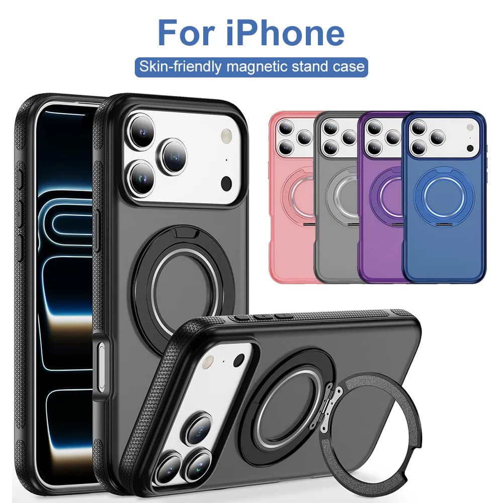 Magnetic Wireless Charging Phone Cases For iPhone 18 Pro Max 17 16 Plus 15 14 13 12 Air 17 16e Rotate Ring Bracket Cover Fundas
