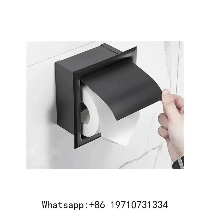 Portarotolo da Parete Nero Opaco/Argento, Contenitore Nascosto per Carta Igienica in Acciaio Inossidabile, Accessori Bagno