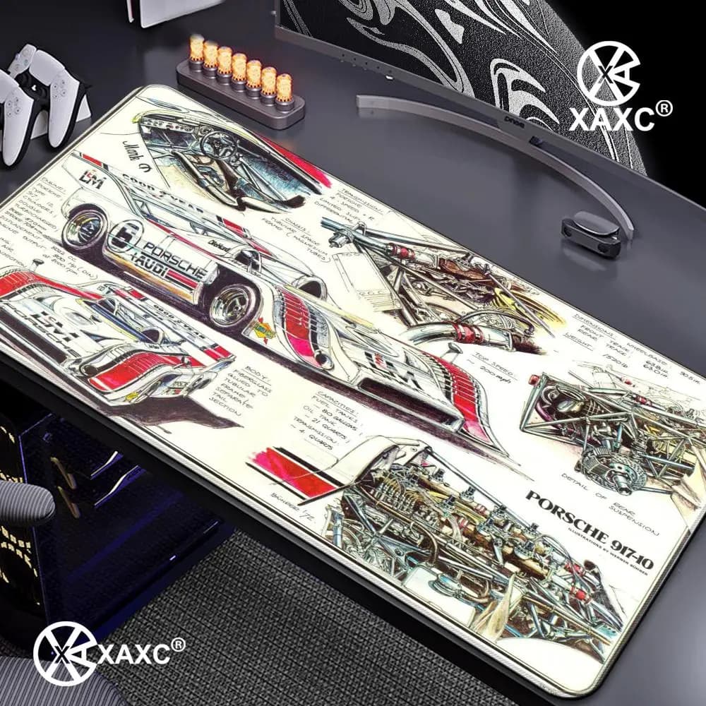 Tappetino da scrivania grande XXL con design Racing, tappetino per mouse, accessori da gaming, tappetino antiscivolo in gomma, tappeto da ufficio, cuscino da tavolo per gamer