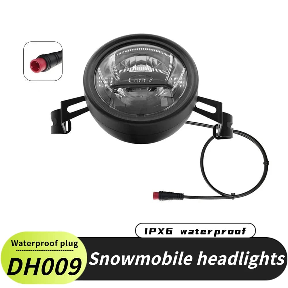 Luci per bicicletta Lampada anteriore per bici elettrica Motoslitta Faro modificato 12V-48V Faro esterno Connettore impermeabile Faro