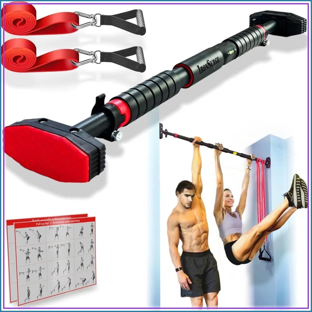 Pull Up Bar for Doorway, 6-Piece Set with Resistance Bands, Max 680lbs, Width 27-53"
