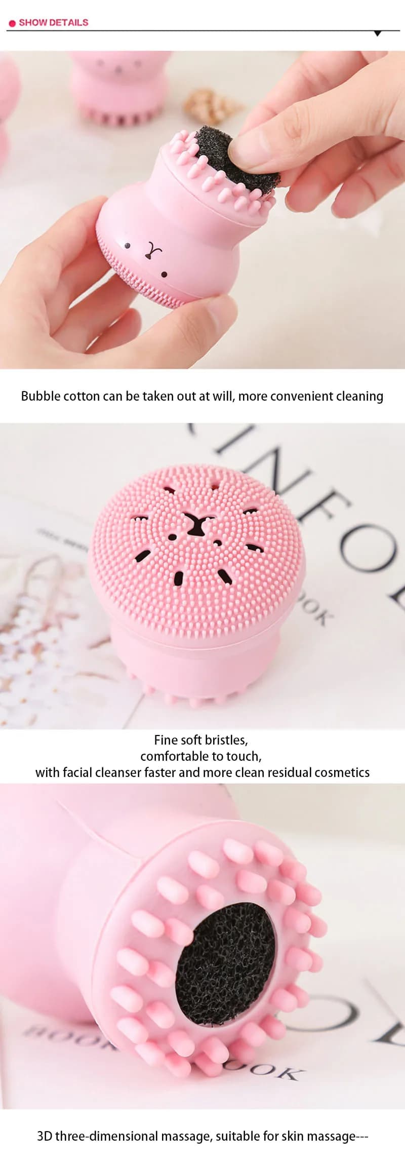 Spazzola per la pulizia del viso in silicone Forma di polpo per il viso Esfoliante per pori profondi Comedone Scrub per il viso Spazzola per il lavaggio Strumento per il trucco