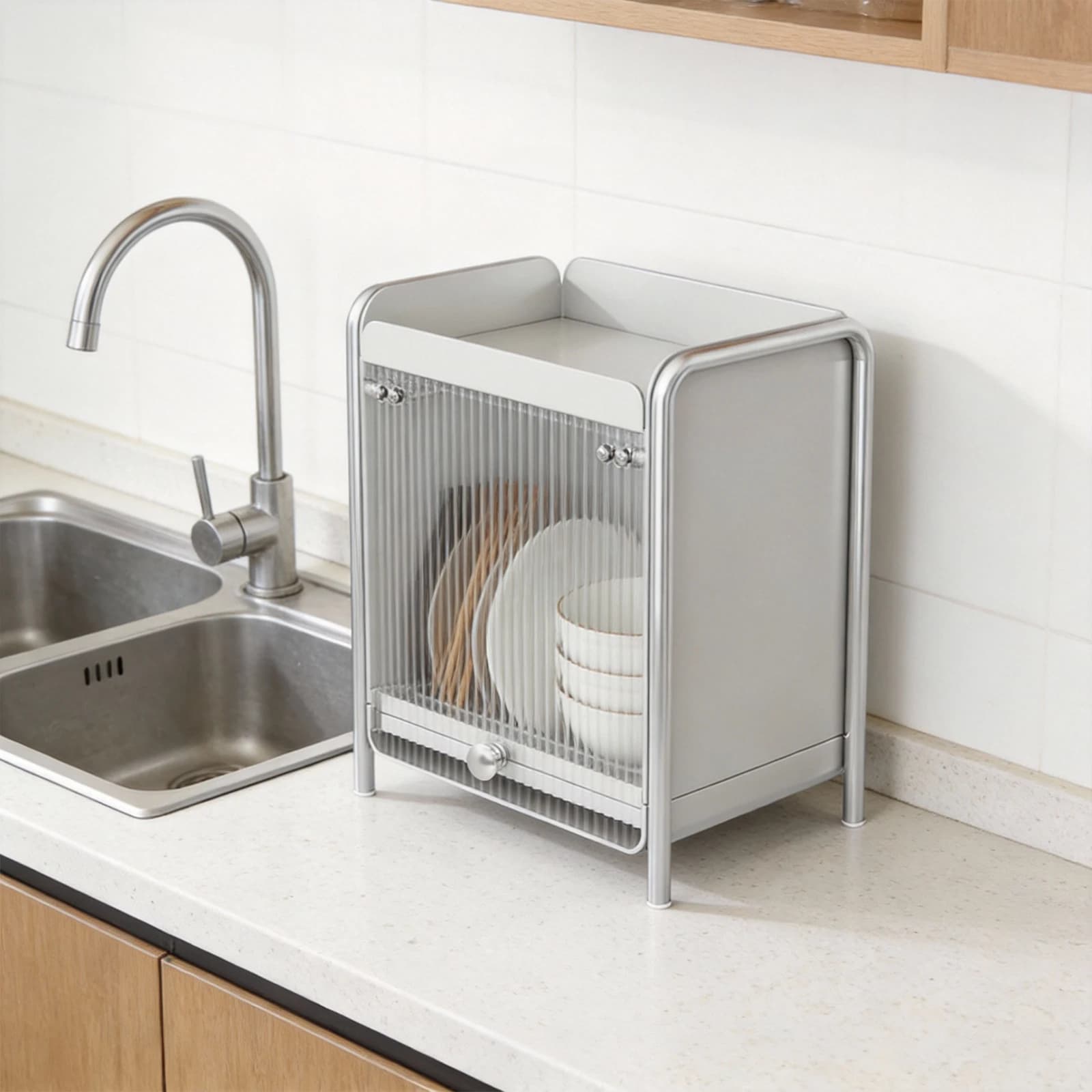 Countertop Organizer Space-Saving Coffee Shelf Kitchen Cup Holder Dustproof Large Capacity Ideal for Kitchen Coffee Corner