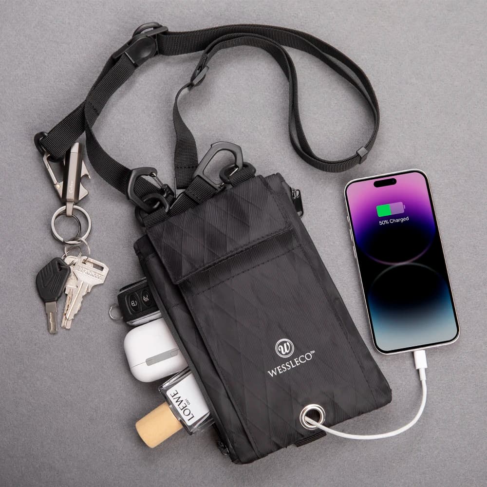 Borsa per cellulare con tracolla regolabile Custodia per portafoglio per viaggi o uso quotidiano - Carta telefonica, denaro, chiavi contanti, multi 4 tasche