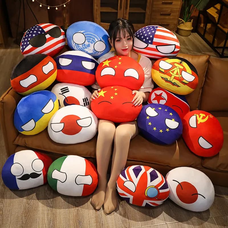 World Flag Shooting Bearing Polish Soft Ball Large National Flag Round Bearing Doll Bearing for Kids Doll Plush Christmas Gift