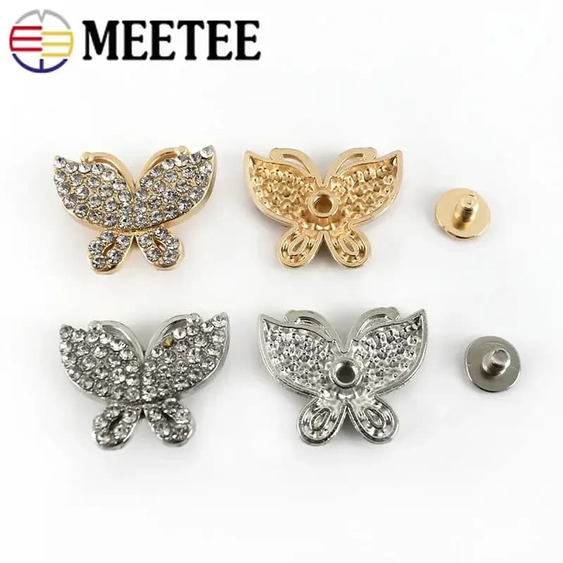 Meetee 10/20 pz metallo strass rivetto fibbia vite chiodo scarpe fibbie fai da te diamante arco viti Decor chiusura rivetti gancio accessorio