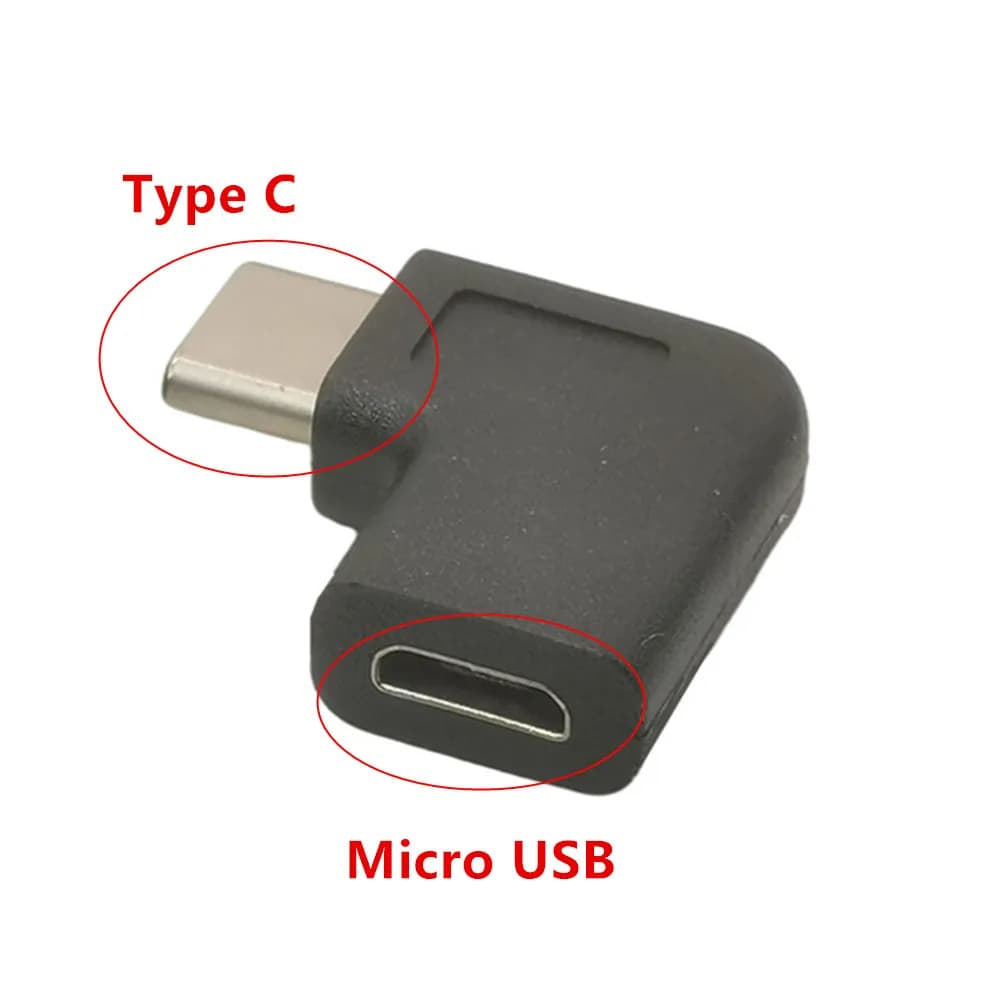Micro USB Female To Type C Male Bending Adapter Elbow Connector Convertor 90 Degree Right Angle