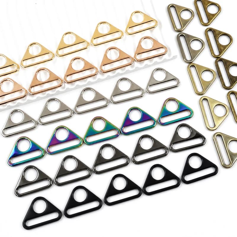 20Pcs Metal Buckle 20-50mm Triangle Ring Hook for Webbing Belt Bag Strap Adjuster Clasp Dog Leash Slider Buckles Sewing Supplies