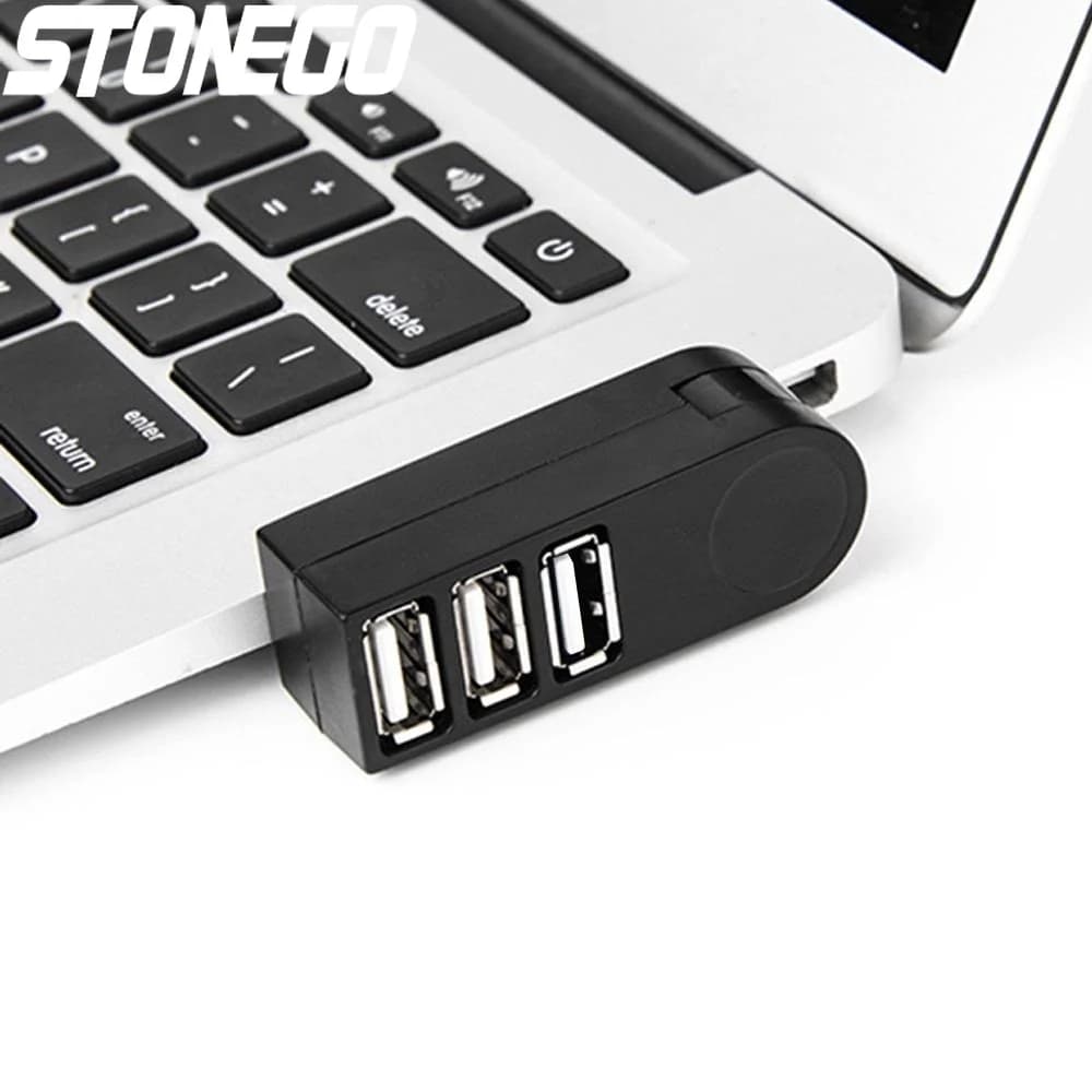 Hub USB 3.0 Girevole a 3 Porte, Mini Splitter per Laptop e PC, Hub Portatile per Chiavette USB, HDD Esterni e Notebook