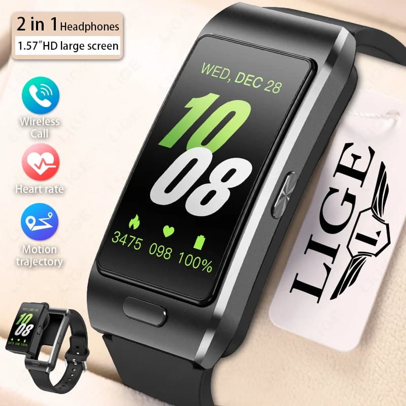 LIGE Smartwatch Man with TWS 2-in-1, Bluetooth Bracelet for Calls, Health Monitoring, GPS, Sports Tracker, Fitness, Smartwatch Woman