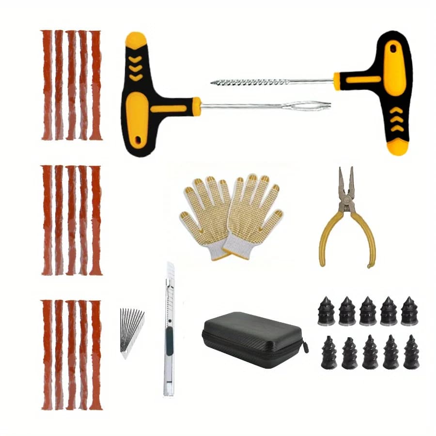 Kit di attrezzi per la riparazione di pneumatici per Auto strumento per Studding spina per puntura per bici automatica pinze per naso ad ago per Garage custodia per unghie in EVA con pellicola sottovuoto
