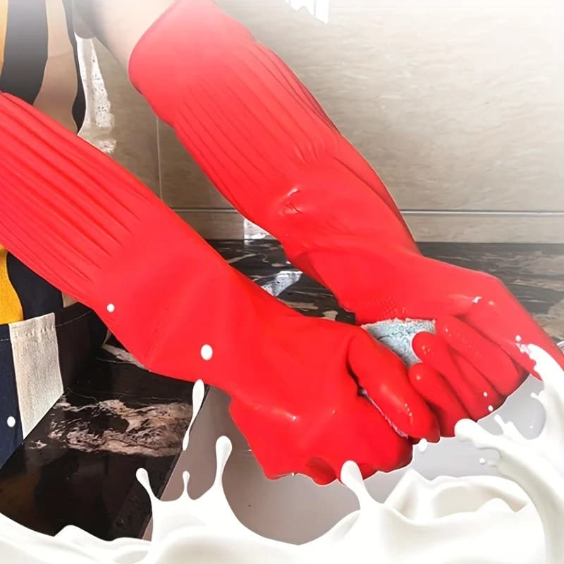 Elongated latex gloves, rubber for washing dishes, durable, soft, thick cleaning, rubber for laundry cow curtains