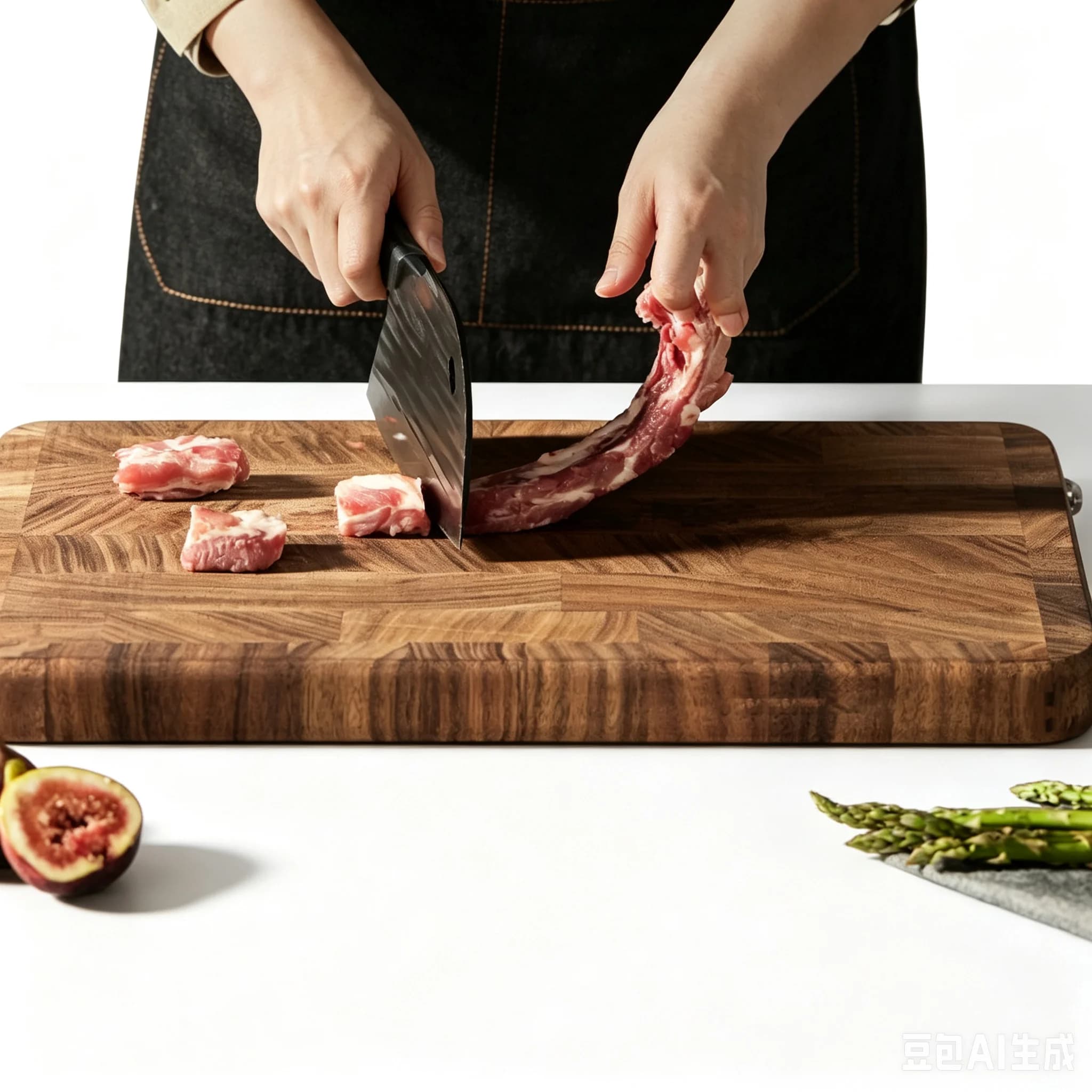 Solid Black Walnut Cutting Board 3.5cm, Heavy Duty Butcher Block with Comfortable Handle, Large Kitchen Chopping Board