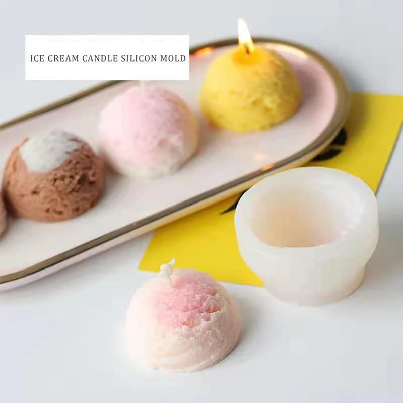 Stampo in Silicone a Forma di Pallina di Gelato per Candele, Sapone e Torte Fai-da-Te