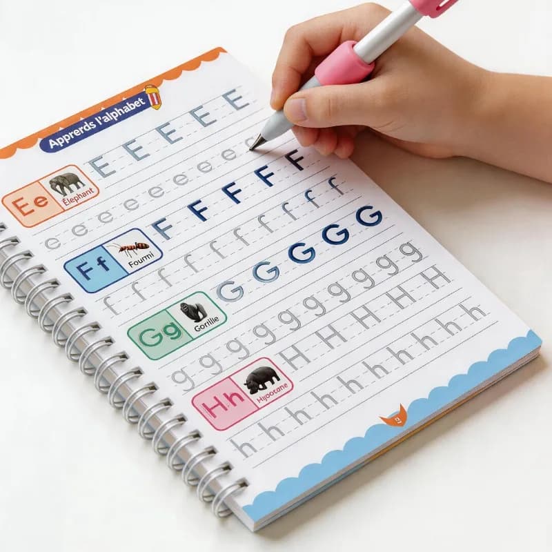 1 Alphabet Groove Exercise Calligraphy Practice Set Letter Writing Activity Tracing Sheets French Beginner Practice Book