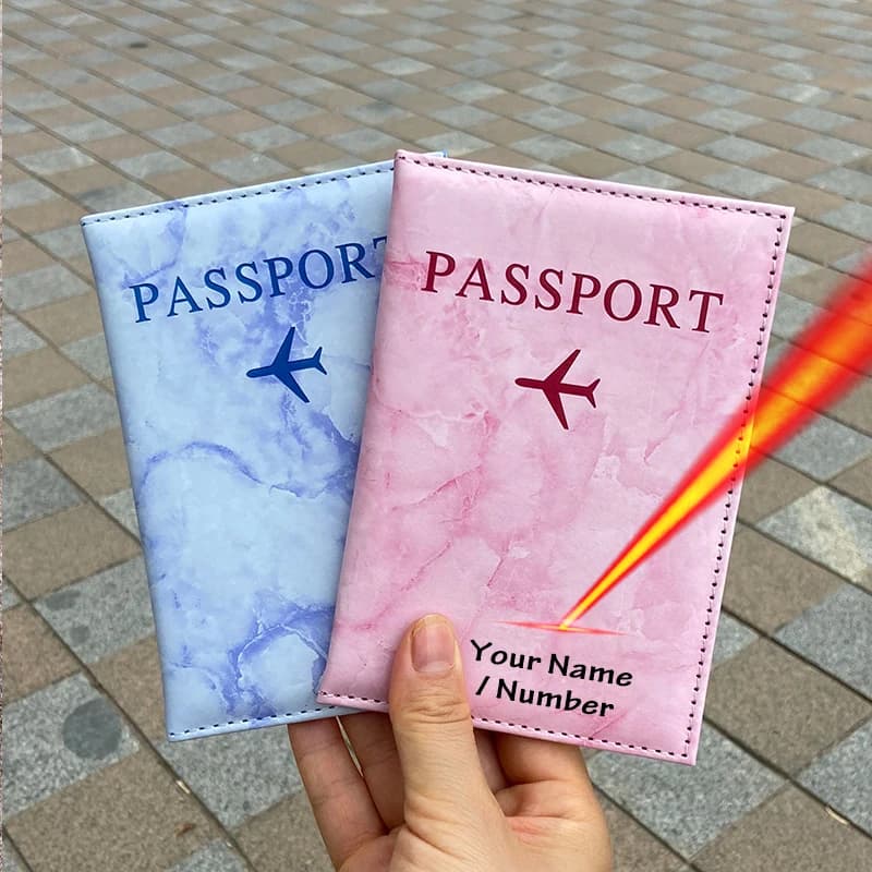 Incisione laser Personalizza nome Porta passaporto Portafoglio da viaggio Custodia in marmo Patten per passaporti Copertina per passaporto con nomi personali
