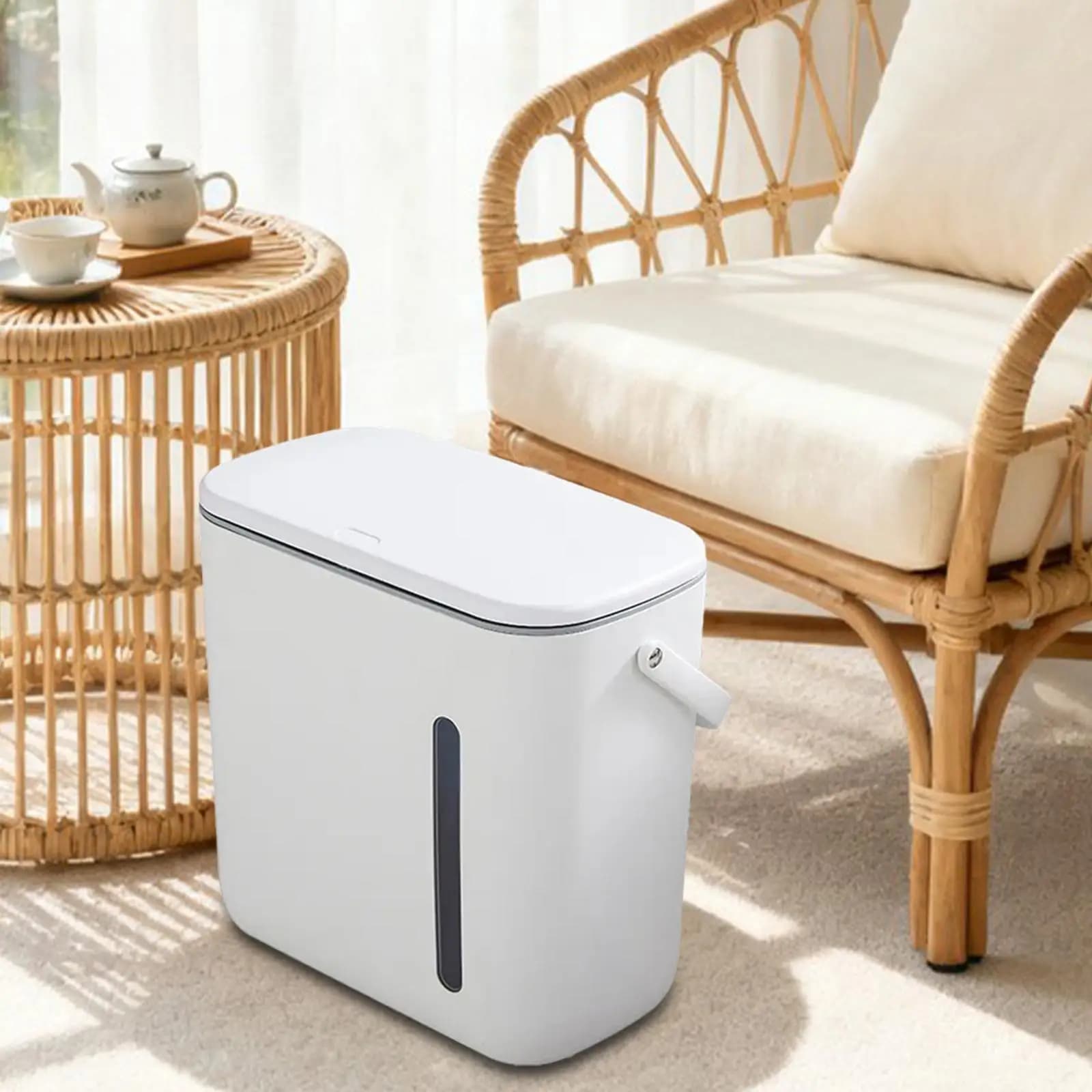 Recycling Garbage Bin Two Compartments Waterproof PP Trash Can Clear Window Food Waste Basket for Garden Kitchen Use