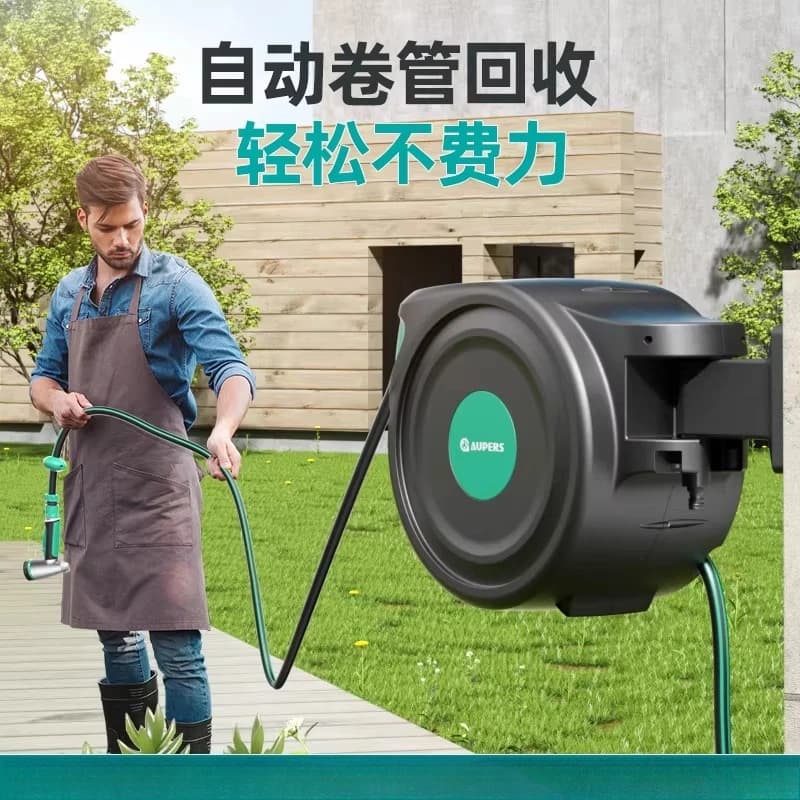 Automatic telescopic winding truck for water hose, garden car wash and storage for irrigation hose